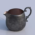 Vintage Design Silver Metal Electric Kettle Featuring Curved Handle And Brown Interior