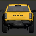 Yellow Modern Pickup Truck with Large Tires Black Accents and Truck Bed