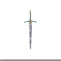 Decorative Sword with Gold Crescent Hilt Turquoise Crossguard and Engraved Silver Blade