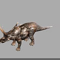 Realistic Triceratops Dinosaur Model With Three Horns And Spiked Back
