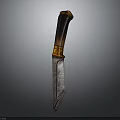 Vintage Handcrafted Knife With Wooden Handle And Textured Metal Blade