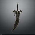 Ornate Fantasy Decorative Knife With Intricate Carvings And Metal Hilt Tassel Details