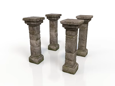 Classical Stone Carved Columns With Intricate Details And Textured Surfaces 3d model