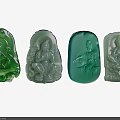 Exquisite Jade Carvings With Various Figure Designs In Green And Light Green