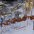 Detailed Industrial Equipment 3D Model Featuring Crane Pipes Storage Tanks And Factory Structures