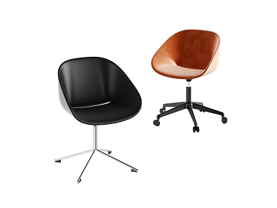 Modern Office Chairs Black And Brown Leather With Swivel Wheels Design 3d model