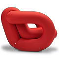 Unique Modern Sculptural Red Leisure Chair With Curved Intertwined Tubular Design