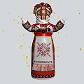 Jewelry Doll Doll Fabric Handmade Minority Costume Headwear Skirt 3d model