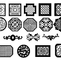 Chinese-style openwork window carved openwork window pane carved corner flower corner flower carved corner line 3d model