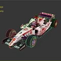 Honda F1 Racing Car With White Red Body And Sponsor Logos