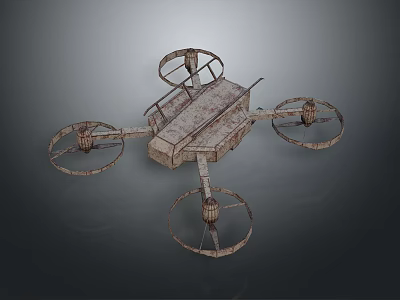 Vintage Style Quadcopter Drone 3D Model With Metallic Frame And Rotors 3d model