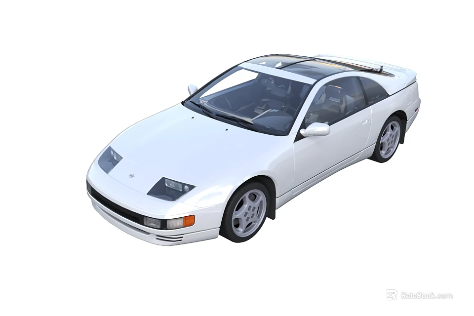 White Classic Two Door Sports Car With Sunroof And Sleek Exterior Design 3d model 