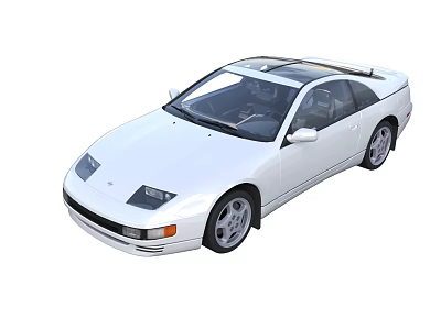 White Classic Two Door Sports Car With Sunroof And Sleek Exterior Design 3d model