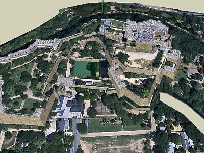 Ancient Architecture Bird's Eye View With Historic Walls And Traditional Courtyards 3d model