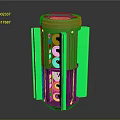 Green Cylindrical Battery Organizer With Multiple Slots Side Panels And Top Design 3d model