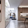 Modern Basement Interior Design with Fitness Equipment Piano and Wooden Cabinets