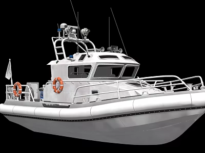 White Yacht Exterior Design Featuring Life Rings Railing Cockpit Antennas And Flag 3d model