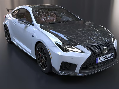 White Lexus Coupe With Sporty Front Grille And Black Alloy Wheels 3d model