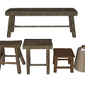 Natural Wooden Stools And Bench With Various Designs For Home Decoration