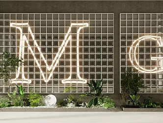 Glass brick wall partition wall decoration sketch lighting modeling wall decoration wall milk tea shop background wall 3d model