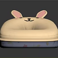 Cute Beige Rabbit Shaped Pillow With Pink Ears And Smiling Face Design