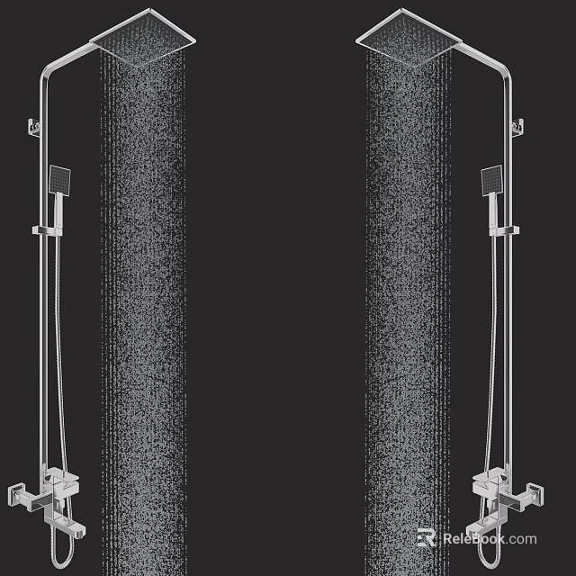 Modern Chrome Shower System With Rainfall Head Handheld Sprayer And High Pressure Water Flow 3d model 