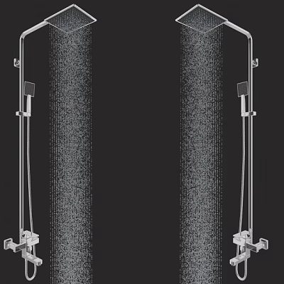 Modern Chrome Shower System With Rainfall Head Handheld Sprayer And High Pressure Water Flow 3d model