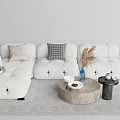 Quiet corner sofa tea table combination 3d model