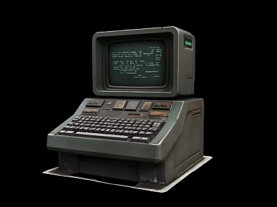 Vintage Retro Computer With CRT Monitor Classic Keyboard And Old School Design 3d model