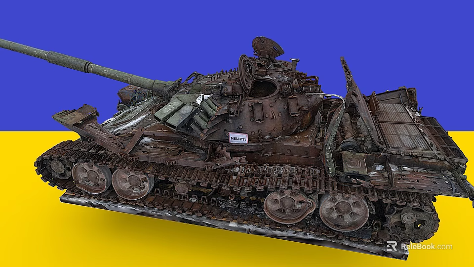 Vintage Rusty Military Tank With Detailed Tracks Turret And Metal Components 3d model 