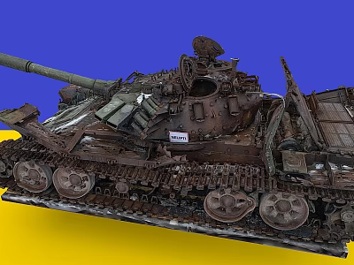 Vintage Rusty Military Tank With Detailed Tracks Turret And Metal Components 3d model