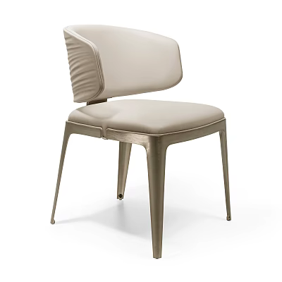 Elegant Modern Upholstered Dining Chair With Beige Seat Backrest And Metal Legs 3d model