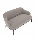 Modern Beige Fabric Upholstered Loveseat with Dark Wooden Legs Contemporary Design
