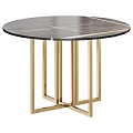 Elegant Modern Round Marble Table With Gold Metal Legs Design 3d model