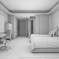Modern Hotel Room Interior With Twin Double Beds Writing Desk Area Rug And Wooden Flooring