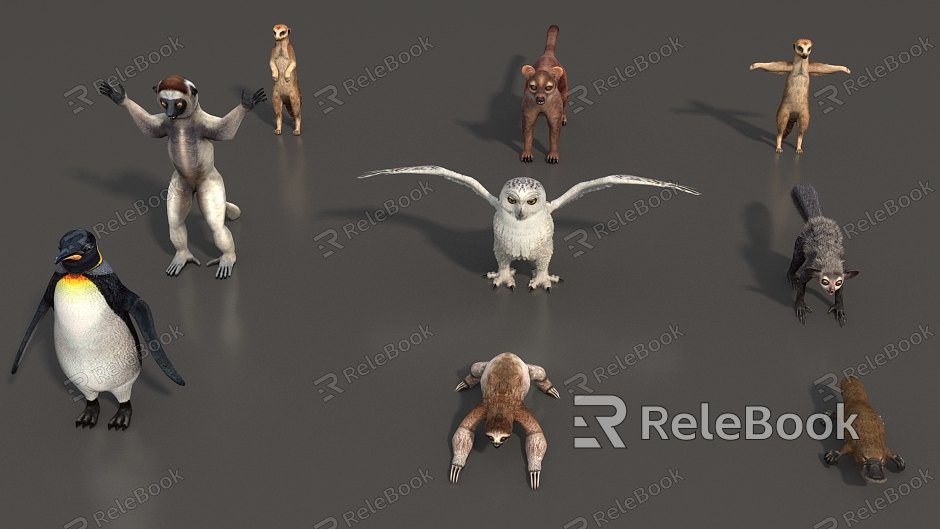 Animal Mammal Low Model Animal Low Face Number Animal Game Animal Animal Simple Model Realistic Animal Penguin Owl Sloth Otter model