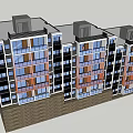 Modern Multi Story Apartment Building Exterior With Glass Windows And Slope Ground Design
