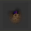 Game And Movie Character Witch With Purple Dress Large Hat Holding Lantern On Brick Ground