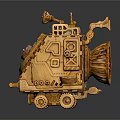 Wooden Electric Toy Vehicle With Intricate Mechanical Gears And Detailed Structure