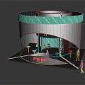 Indoor Exhibition Interior With Circular Structure Teal Band And POLAR Logo