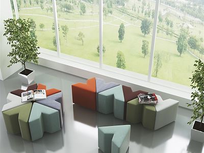 Modern Public Chair Fabric Geometric Color Stitching Public Seat Office Sofa model