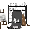 Painting Studio Painting Sketchpad Stool Pigment 3d model