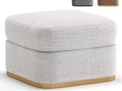 Light Gray Fabric Ottoman with Gold Base and Multiple Color Options 3d model