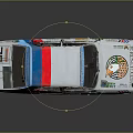 Vintage Rally Racing Car with Sponsors Stickers Number 32 and Colorful Stripes