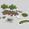 Modern Tree Pool Tree Pool Sitting Stool Flower-bed Sitting Stool Combination Sitting Stool Multi-functional Gallery Rack 3d model