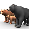 Three Bears Family with Brown Black and Baby Bear Standing Together