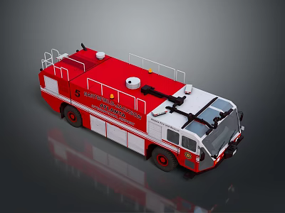 Red And White Fire Truck With Ladder And Emergency Rescue Equipment 3d model