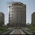 Elegant High Rise Residential Building Exterior With Glass Windows Balconies And Surrounding Flowering Trees