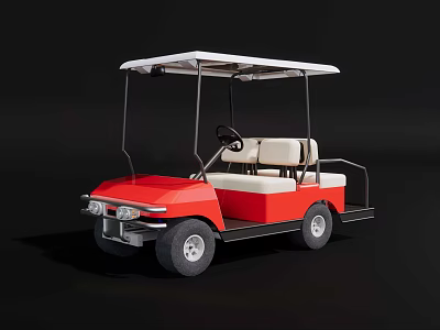 Red And White Golf Cart With Roof Two Seats White Seats And Black Tires 3d model