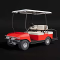Red And White Golf Cart With Roof Two Seats White Seats And Black Tires
